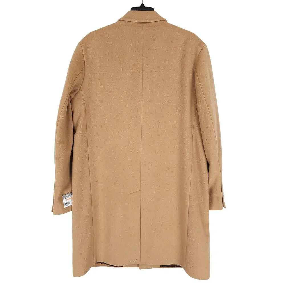 Michael Kors Mens Modern Fit Overcoat 44L Beige Camel Wool & Cashmere Blend NWT